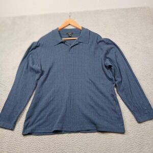 Alfani Sweater Mens XL Blue Long Sleeve Polo Collar Rib Knit Casual Pullover